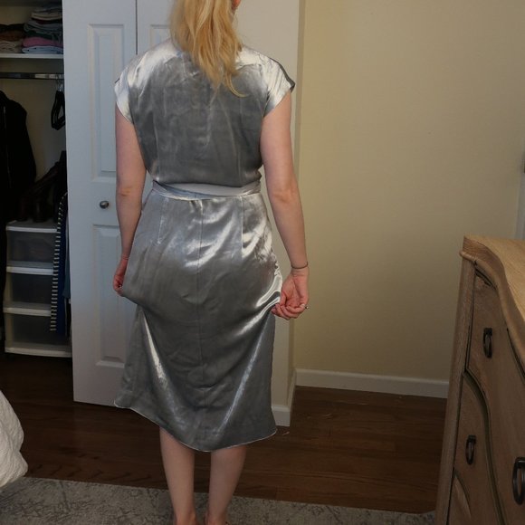NWT J. Crew Silver Velvet Wrap Dress - Picture 3 of 13